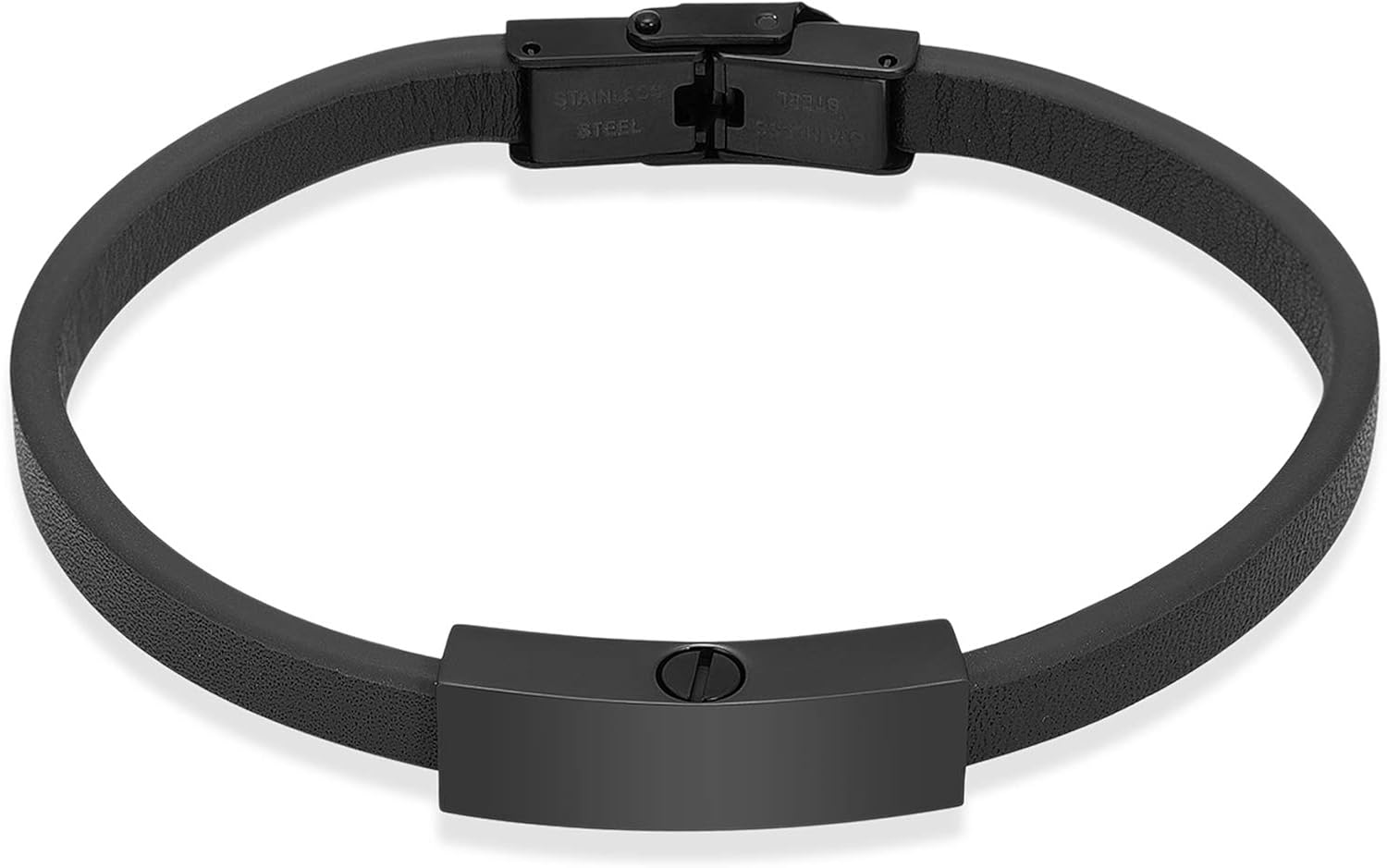 Imrsanl Cremation Bracelet for Ashes Stainless Steel with Genuine Leather Urn Bangles for