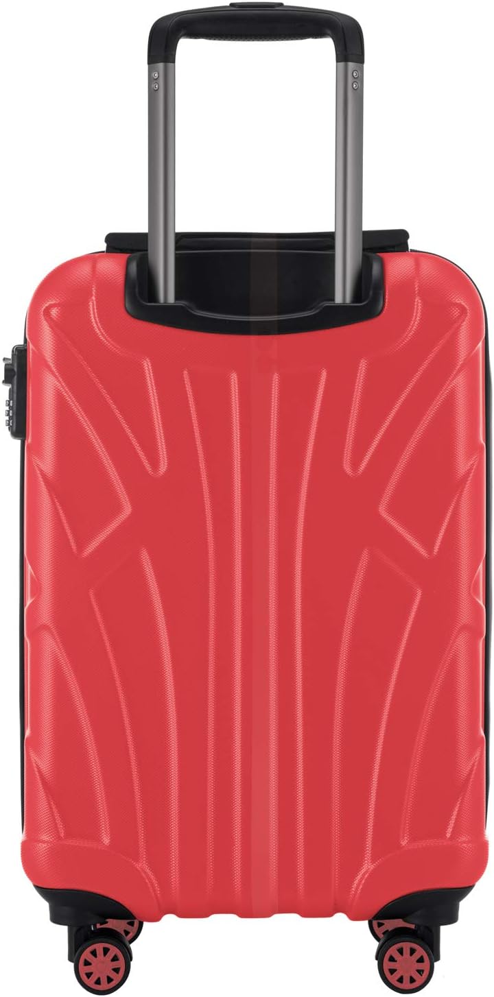 Suitline - Hand Luggage, Carry on Cabin Trolley, Hardshell Suitcase, 100% ABS, 55 cm, 34 liters, Coral, 55 cm (S) - Image 4