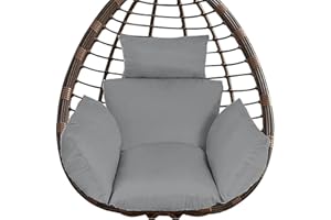 Egg Chair Cushion Replacement, Waterproof Soft Hanging Basket Swing Chair Cushion for Outdoor Patio Garden, Grey for Daily Us