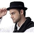 F FADVES Pork Pie Hat 100% Wool Felt Men's Porkpie Breaking Bad Hats Flat Top Mens Fedora