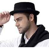 Pork Pie Hat 100% Wool Felt Men's Porkpie Breaking Bad Hats Flat Top Fedora | Classic Telescope Crown, Bow Ribbon Band, Vintage Gentleman Style, Autumn &amp; Winter Wear, Available in M &amp; L