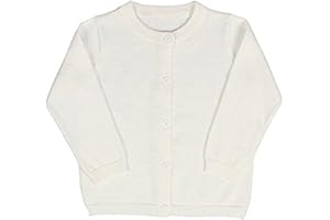 JELEUON Little Girls Cute Crew Neck Long Sleeve Button-Down Solid Cotton Fine Knit Cardigan Sweaters