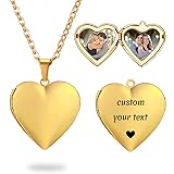 PHOCKSIN Glossy Gold Heart Lockets Personalized