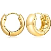 SHANTYSON Hoop Earrings for Women 14K Gold Plated Chunky Thick Huggie Hoops Small Hypoallergenic Earrings Trendy Jewelry Gifts