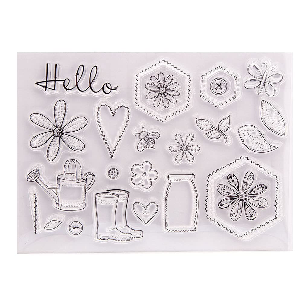 Arrietty Sew in Love DIY Flowers and Leaves Rainboots Button Jar Butterfly Decorative Clear Stamp and Cutting Dies for Card Making and Scrapbooking