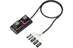 Wisoqu PC Power Button, Desktop External Power Supply Extension Cable with On Off Reset, 2 Meter Long Cable, 7 Color Self Cyc