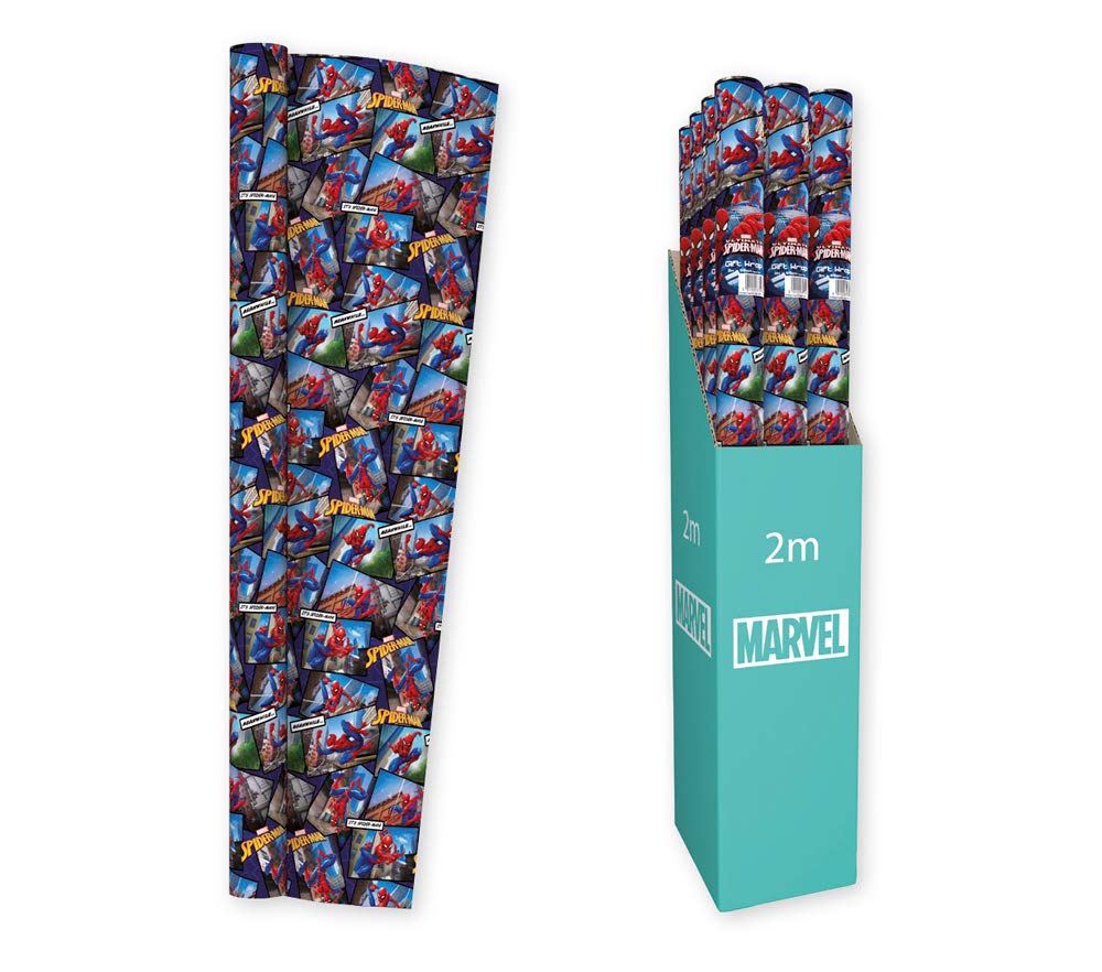 Spiderman - Official Spiderman Wrapping Paper - 1 x 2m Wrapping Paper Roll - Fun Gift Wrap, Kids Wrapping Paper - Birthday Decoration - Birthday Wrapping Paper