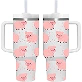 40 OZ Pig Tumbler with Handle.Pig Lover Cup Gift.40 OZ Unique Birthday Christmas Pig Tumblers Gifts for Women Men.