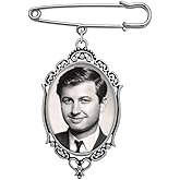 Wedding Boutonniere Bouquet Charm Pin Large Size Oval Photo Charm Mother of the Bride Gift for Groom with Photo Resizing Software