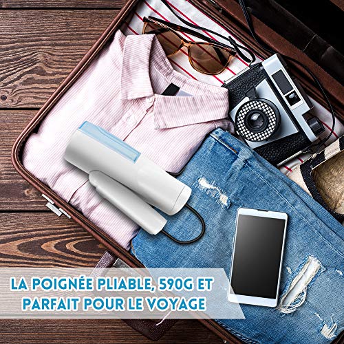 Défroisseur Vapeur Portable, Repassage Vapeur Pliable, 3 Niveaux de Vapeur, Réchauffage Rapide pour Vêtements, Léger et Parfait pour le Voyage