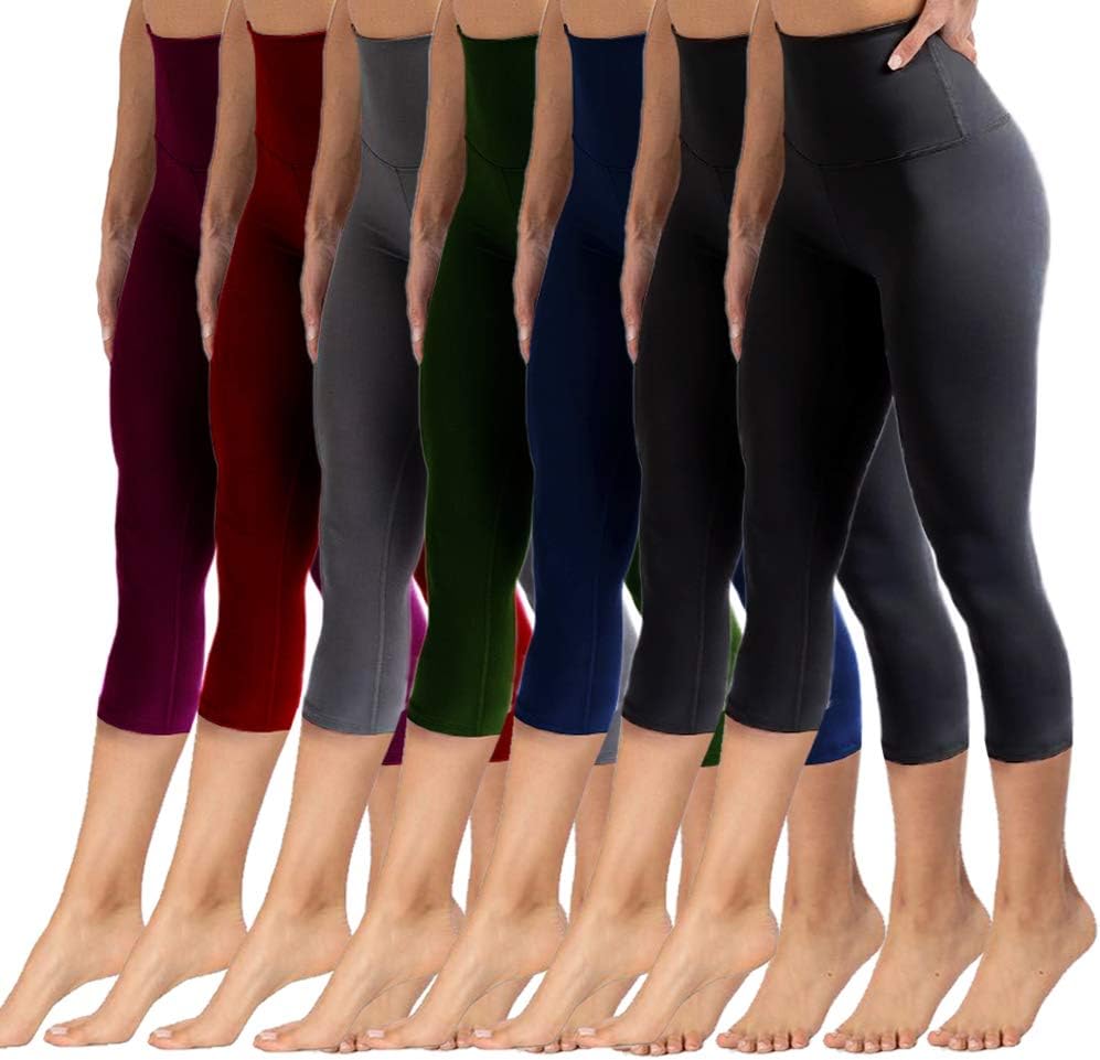 YOLIX High Waisted Capri Leggings for Women Tummy Control Soft Opaque Slim Tights for Cycling, Running, Yoga Reg & Plus Size