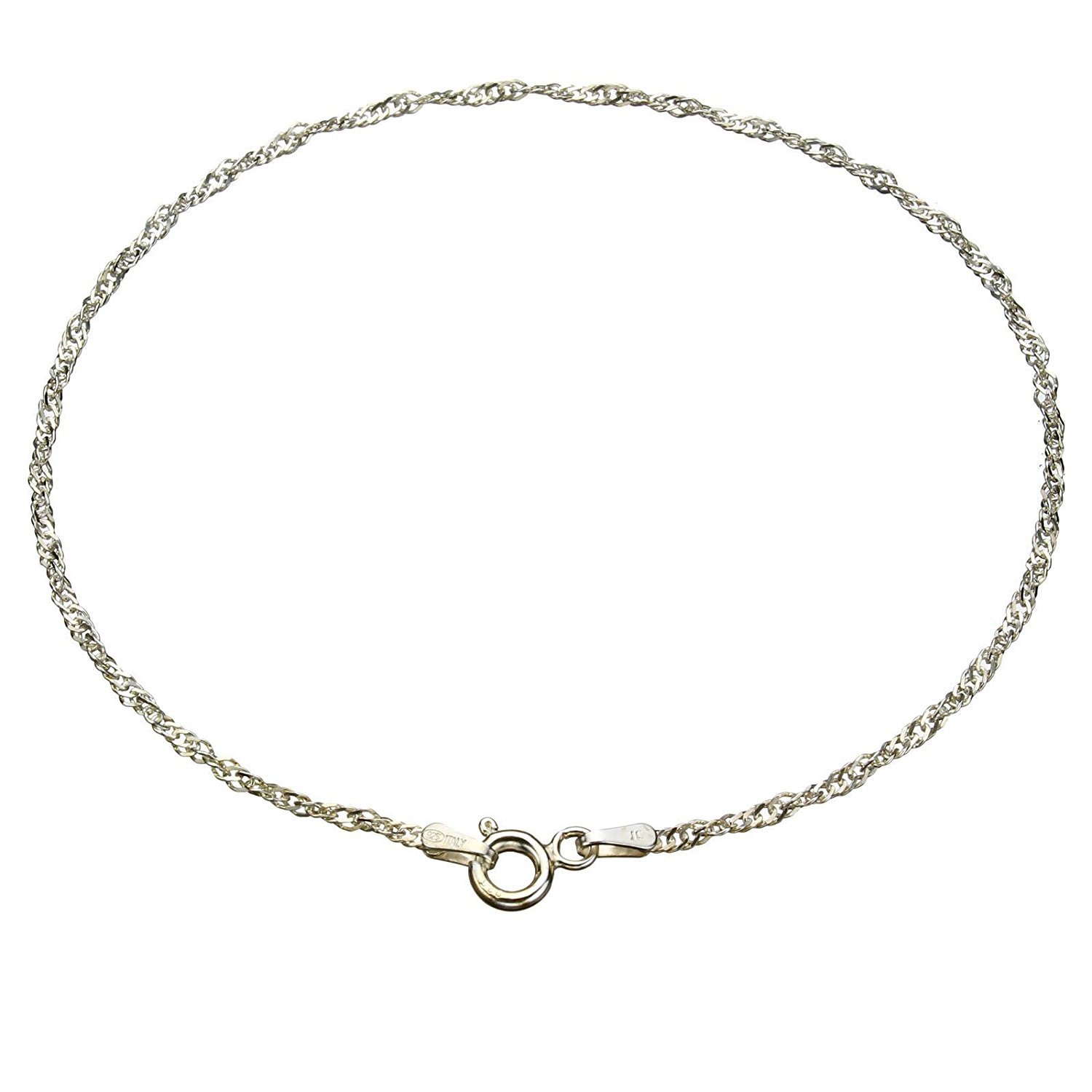 Designer Inspirations BoutiqueRope/Prince of Wales/Singapore Chain Sterling Silver Anklet/Ankle Bracelet/Ankle Chain - 925 Sterling Silver - 9.5" Inch / 10.5" Inch / 10" to 11" Inch / 12.5" Inch - Anklets for Women