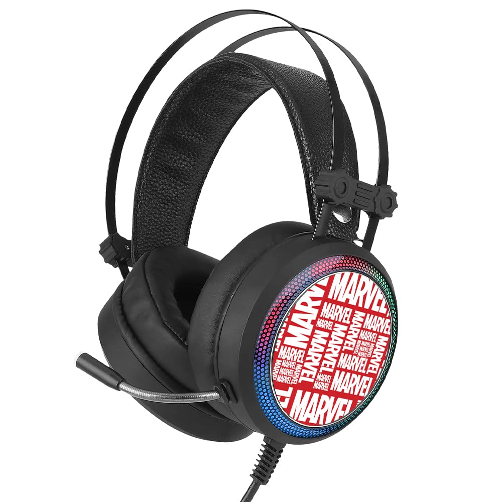 ERT GROUP Gaming Headphones with Microphone, LED Headphones with Adjustable Headband Original and Officially Licensed Marvel Pattern Marvel 002