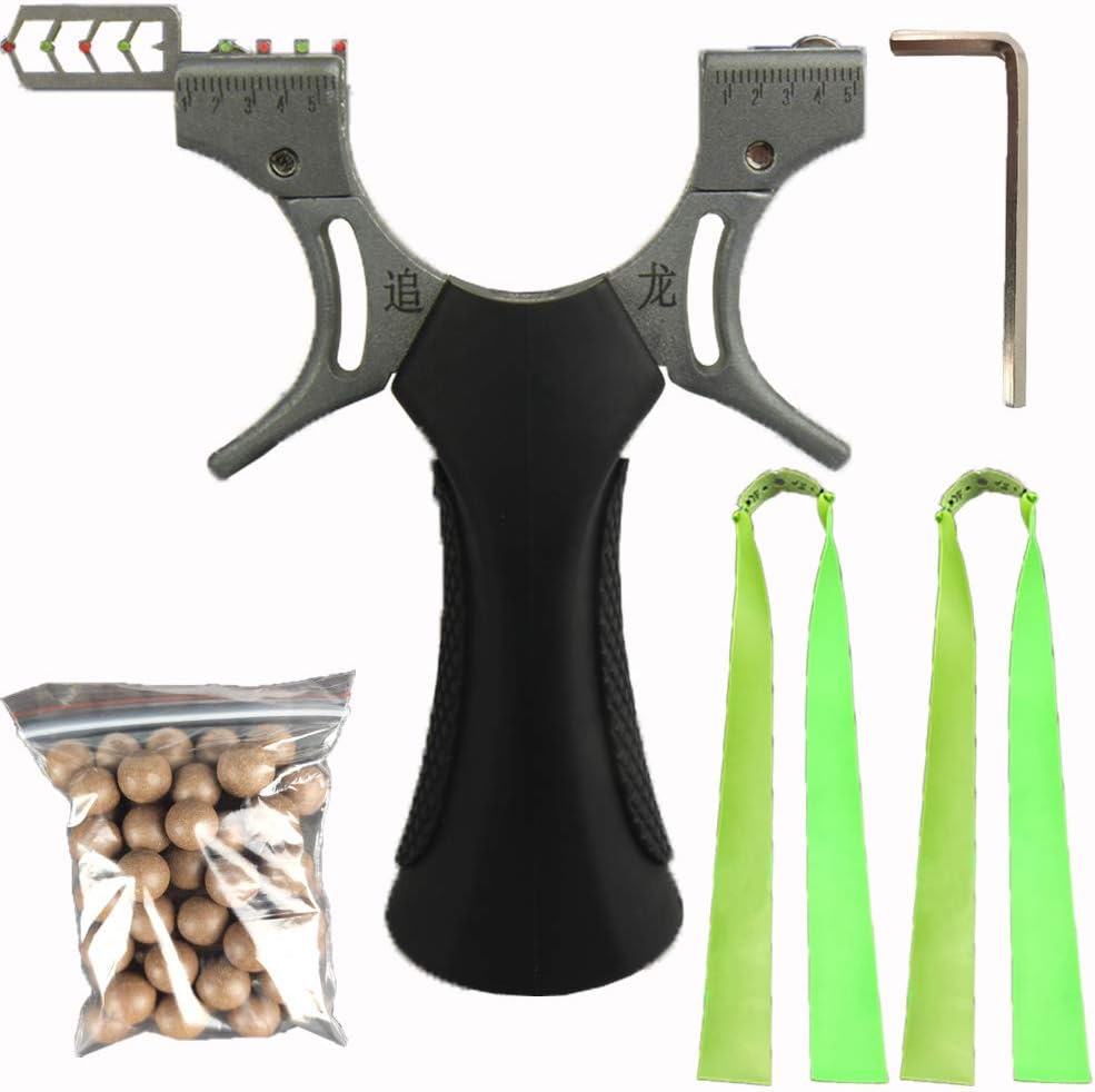CTARGRST Outdoor Hunting Trumark Catapult Slingshots Game Toy heavy duty +2PCS Rubber Bands Replacement Animals Heavy Pull+50PCS 7mm Ball Ammo