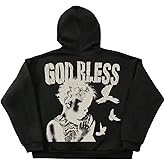 SOLY HUX Men's Graphic Zip Up Hoodie Sweatshirt Y2k Vintage Long Sleeve Hooded Casual Jacket Streetwear