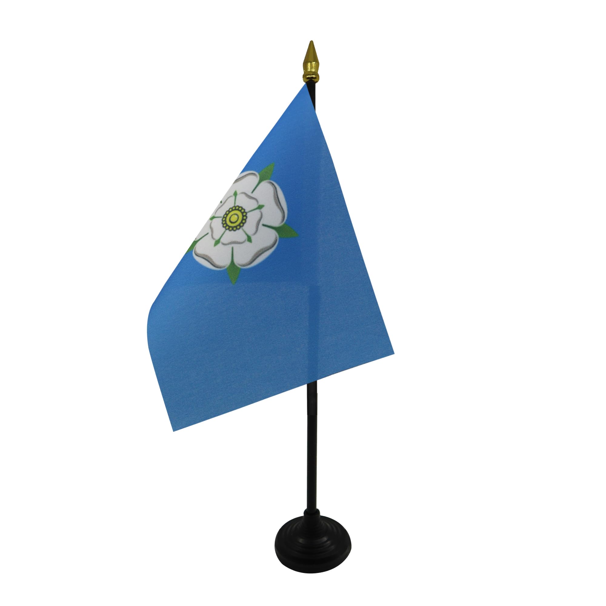 AZ FLAG - Yorkshire Old county Table Flag 4'' x 6'' - Yorkshire Old county Mini Desk Flag 100% Polyester 15 x 10 cm - Office Mini Banner with 10'' Pole - Golden Spear