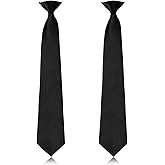 Bencailor 2 Pieces Men's Clip on Ties Solid Color Clip on Ties Pre Tied Neckties for Halloween Office School Uniforms (black, 18 Inches)