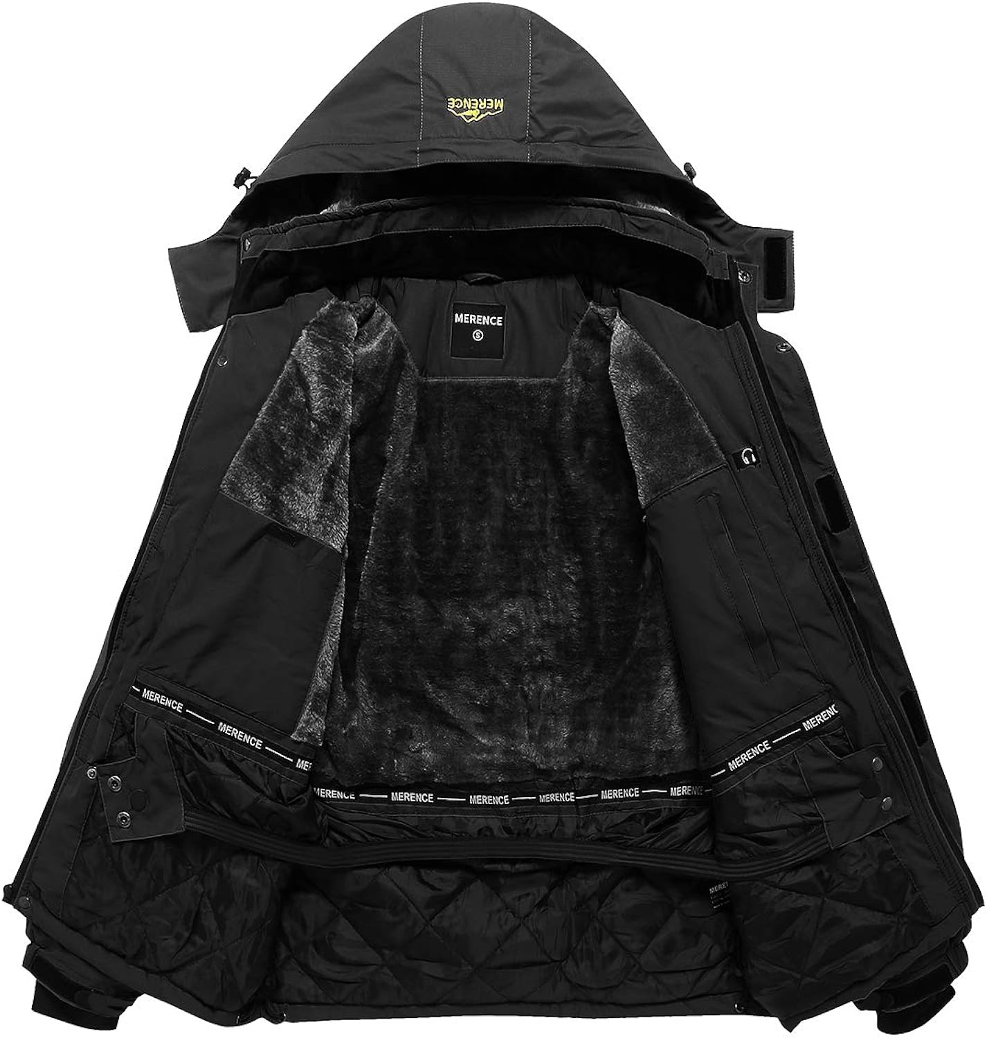 Men's Waterproof Ski Jacket Fleece Windproof Mountain Winter Snow Jacket Warm Outdoor Sports Rain Coat with Hooded: Clothing