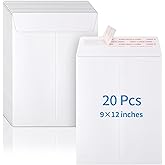 20 Pack Catalog Envelopes Self Seal, 9 x 12 Inches Catalog Mailing Envelopes, White Manila Envelopes for Mailing, Organize, Storage, Home, Office