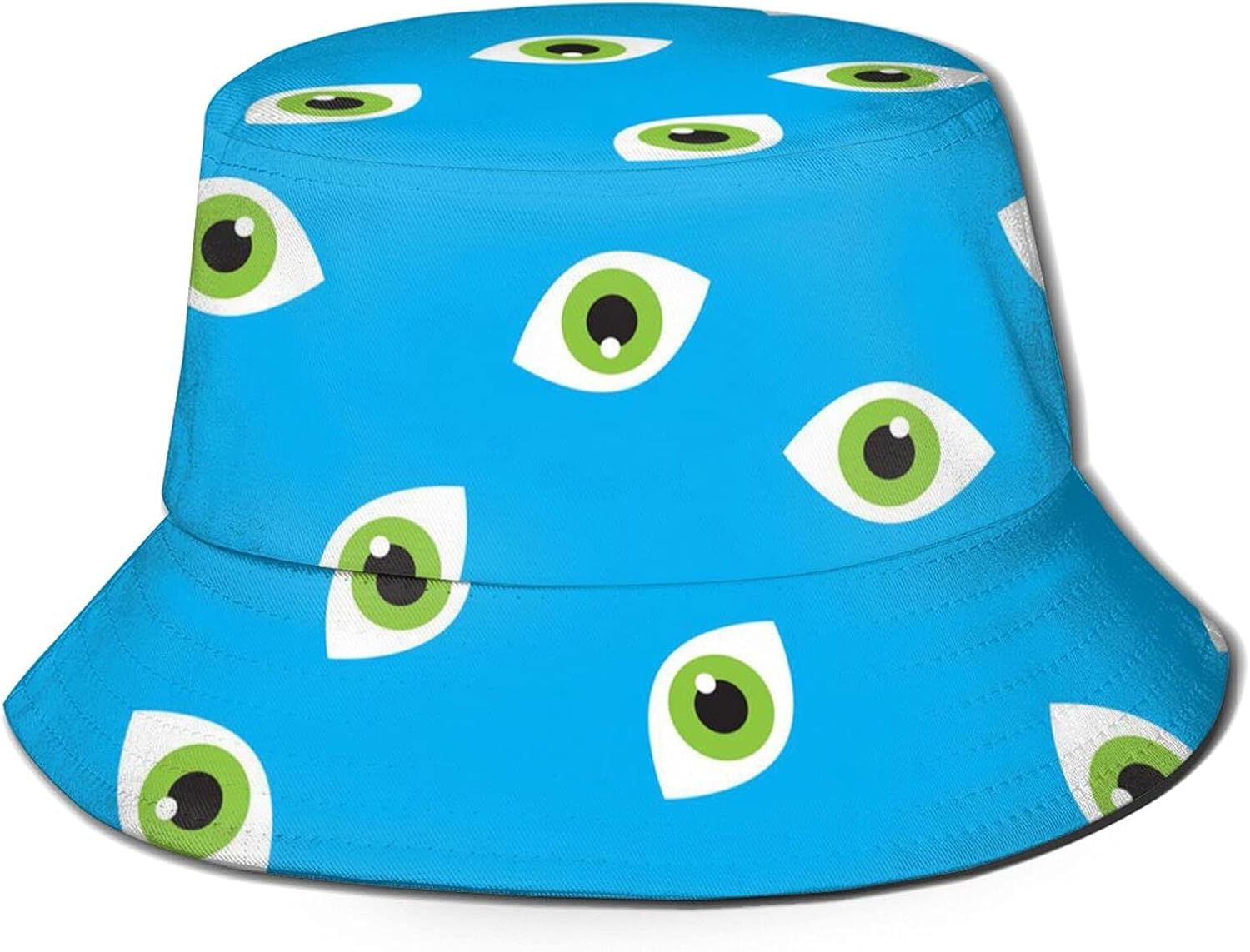 Funny Vute Bucket Hat Seamless Pattern with Eyes Foldable Unisex Sun