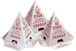 PRIMEPACK SUPPLIES Primepack No Stack Pallet Cones | Safe Shipping and Handling Alerts | White/Red | English, Spanish, French | 100 Pack