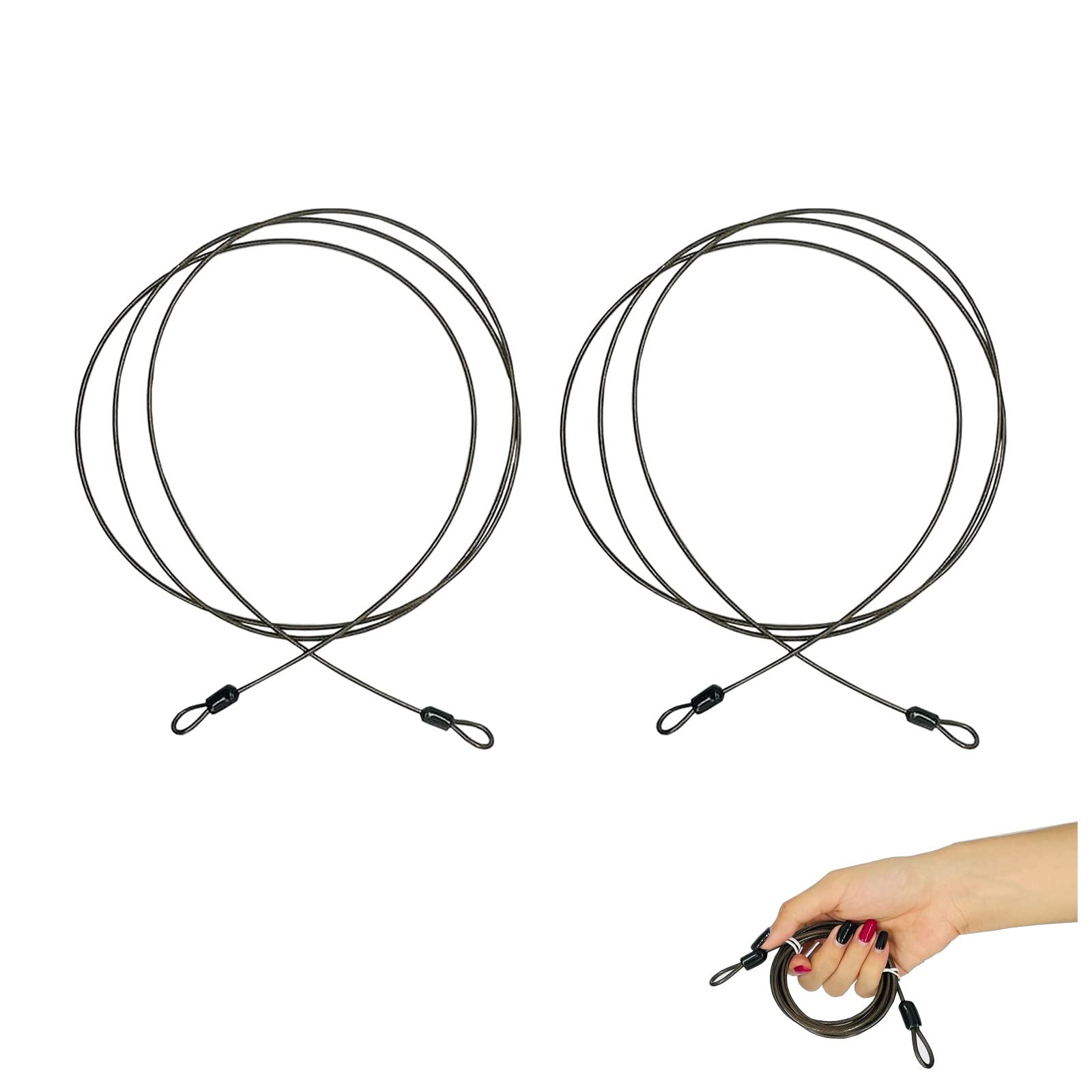 2 Pieces Anti-Theft Security Cable 2 m Safety Cable Braided Loop Cable Sport Safety Loop Steel Cable with Loop Bicycles Suitcase Yard Doors Garden Furniture Patio Furniture (B)