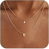 HLJEO Layered Initial Necklaces for Women, 14k Gold Plated Letter Necklace Set Dainty Gold Initial Necklace Stack Cute Layering Choker Necklaces for Women Trendy Fashion Jewelry
