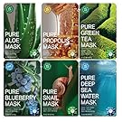 Tosowoong Pure masksheet 12PCS /Mask pack/Essence Facial Mask Sheet - Aloe/Blueberry/Green tea/Snail/Deep sea water/Propolis (6 Types X 2)