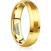 NUNCAD Classic Tungsten Ring for Men Silver/Gold/Black 6mm Wedding Band Brushed Finish Center Polished Enhanced Beveled Edges Comfort Fit Size 7-12