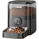oneisall Automatic Cat Feeder for Large Kibble and Snacks, 12 Cups/3L Timed Pet Feeder for Cats Indoor, Programmable Dry Food Dispenser (Black)