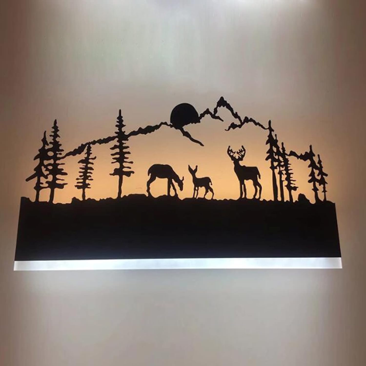 FYLARY LED Wall lamp, Indoor Wall Light with Cartoon Animal Pattern Design, Metal Acrylic Wall Sconce Up and Down for Living Room Bedroom Hallway, 12W (Sunset Deer)
