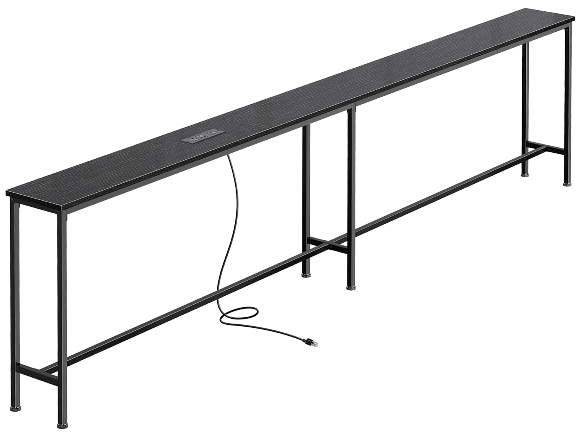 SUPERJARE 102.4 Inch Sofa Table with Power Outlets and USB-C Port, 5.9 Inch Narrow Console Tables, Entryway Hallway Couch Tables with Storage, Behind Sofa, Small Spaces, Living Room, Black Image