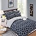 VM VOUGEMARKET Queen Duvet Cover Set Blue,Geometric Duvet Cover with 2 Pillow Shams,100% Cotton Diamond Bedding Set- Reversible,Luxurious,Comfortable,Breathable (Queen,Diamond)