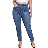 HDE Women's Plus Size Skinny Jeans with Pockets