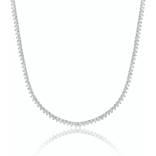 TIKJE Tennis Necklace 925 Sterling Silver| 2mm Round Cubic