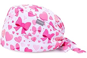 Kousenpu Scrub Caps for Women, Adjustable Women's Surgical Cap with Buttons, Breathable Cute Design for Nurses and Doctors