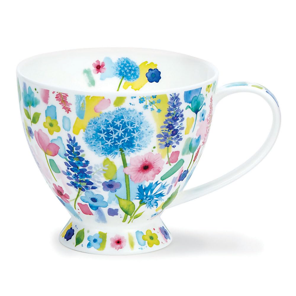 Dunoon Skye Cup Shaped Mug 0.42 Litre Fine Bone China Floral Burst (Blue)
