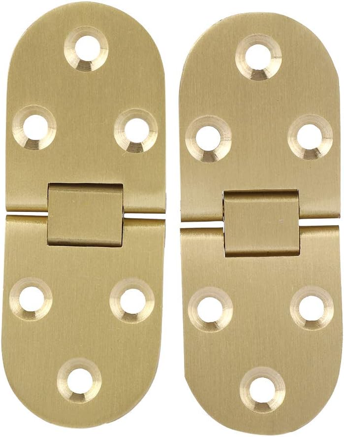 80 * 30mm 2pcs Gold Flat Mini Hinges Zinc Alloy Metal Round Hinge Furniture Flip Tray Hinge Hardware for Cabinet Closet Desk Folding Table - Image 3