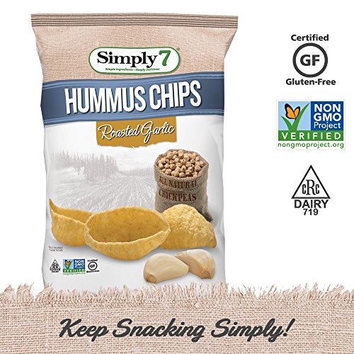 Simply7 Chickpea Hummus Chips, Roasted Garlic, 5 Ounce (Pack of 12)