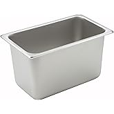 Winco 1/4 Size Pan, 6-Inch, Stainless Steel, Silver | Dishwasher safe, Heavy-duty, Reinforced corners, Great for Steam Tables, Buffets, Catering and Food Preparation