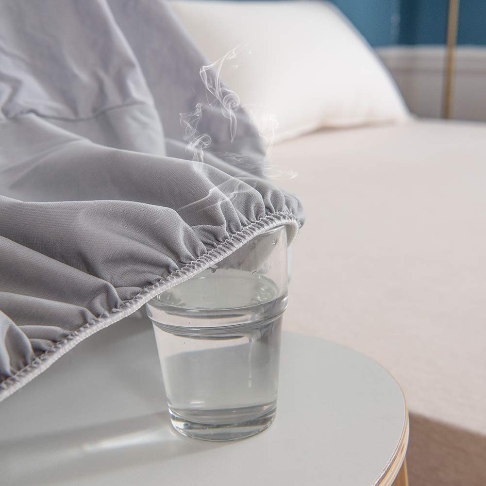 MH MYLUNE HOME Waterproof Mattress Protector Breathable Mattress Pad Cover Stretches up to 13inches Deep Pocket (Gray, Full)