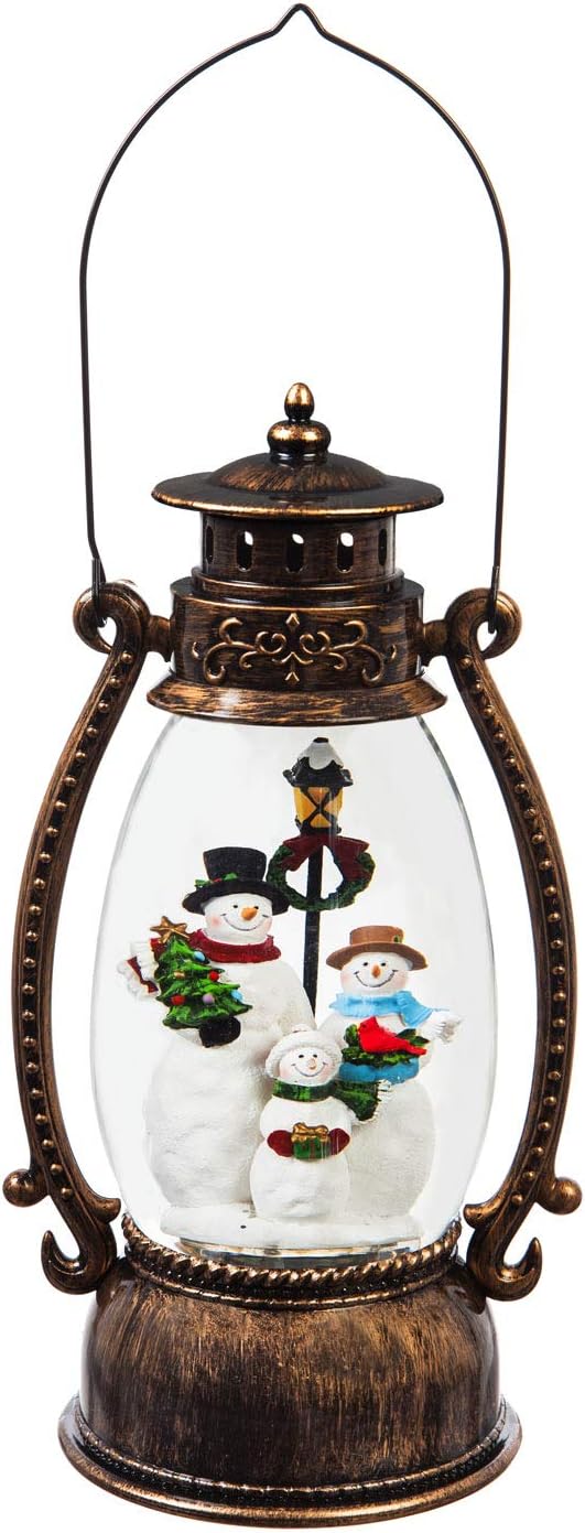 Cypress Home Beautiful Christmas Snowman Choir Spinning LED Lantern Table Top Décor - 5 x 4 x 10 Inches Indoor/Outdoor Decoration for Homes, Yards and Gardens