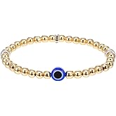 Gold Evil Eye Bracelet, Stretch Evil Eye Protection Bracelet for Women Friends Sisters Dainty Good Luck Jewelry