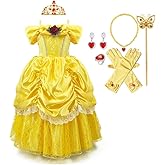 MYRISAM Girls Belle Princess Dress Beauty and the Beast Costume Halloween Carnival Cosplay Christmas Birthday Ball Gown