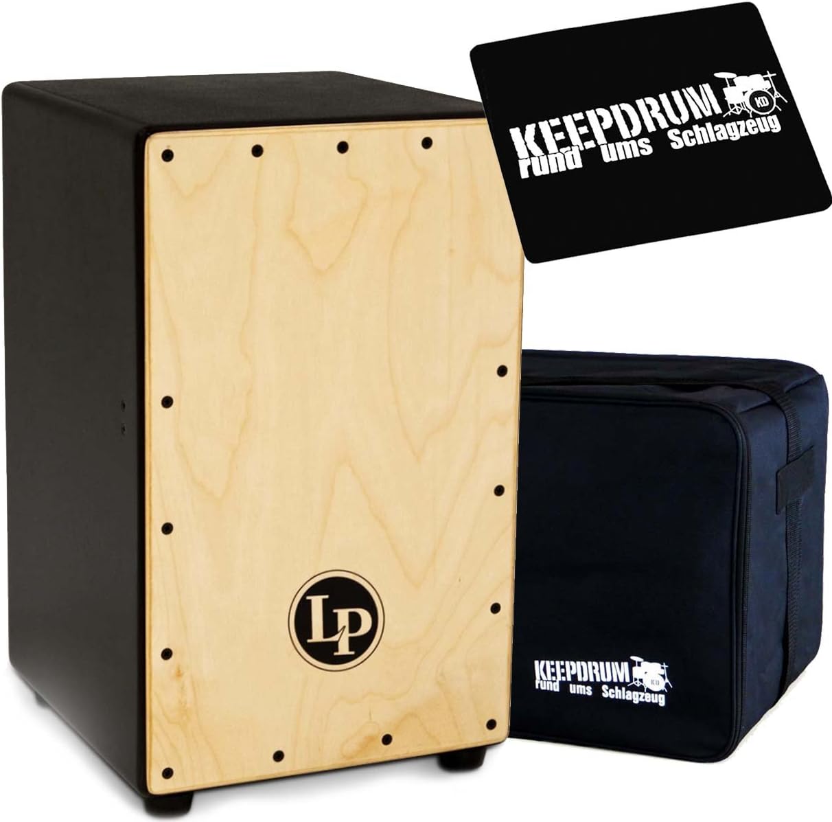 LP Latin Percussion LP1426 Adjustable Cajon + Keepdrum Gig Bag + Pad CP-01