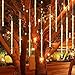 Meteor Shower Rain Lights Cobbe Waterproof String for Wedding Party Christmas Xmas Decoration Tree Party Garden String Light Outdoor 10FT 8 Tube 144 led Lamp Beads (White)