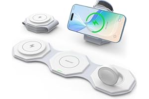 DOHONEST 3-in-1 Foldable Wireless Charger for iPhone: Compact Charging Station for Business Trip Office Desktop Home Nightstand - Magnetic Travel Charger for iPhone 15 14 13 12 Apple Watch AirPods