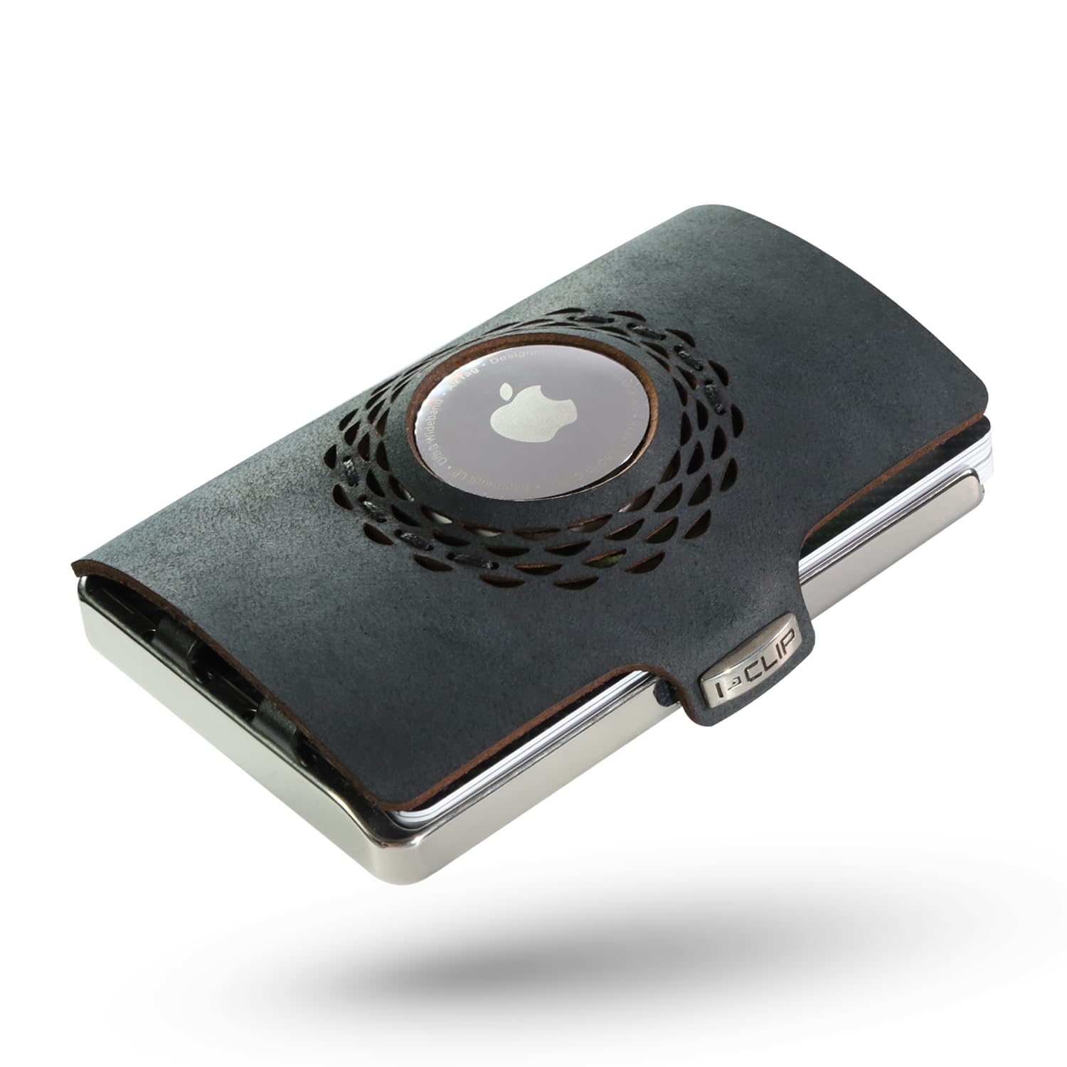 I-CLIP Stainless Steel for Apple AirTag with Interchangeable Moneyclip - Wallet - Slim Wallet - Wallet Compatible with AirTag - Steel Polished Black