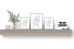 POPRHINO Fireplace Mantel Shelve, Solid Wood Baked Finish Wall-Mounted Floating Shelf for Over Fireplace, Handcrafted Floating Fireplace Mantels with Wooden Bracket, 80 x 8 x 6 Inches