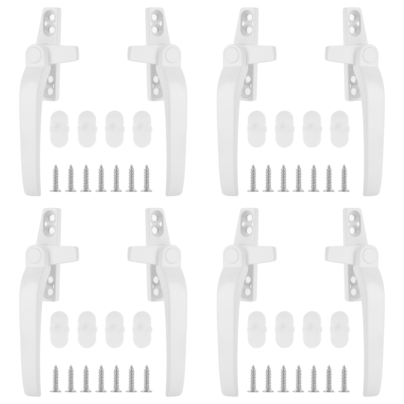 ZOFUN 8 Pcs UPVC Window Handles, 110 x 15 mm Cockspur Window Handle Replacement, 4 Pcs Each Left/Right Handed Double Glazing Window Handles, Zinc Alloy Universal Window Handle for UPVC Window & Door